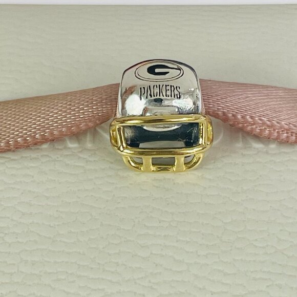 Pandora Green Bay Packers Charm Football Helmet Charm Pendant - Picture 1 of 4